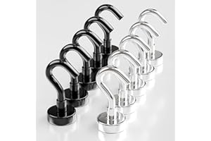 Magnetic Hooks 12kg/27lbs (Pack of 5+5 Silver+Black) - Heavy Duty Neodymium Hooks for Outdoor & Backyard Use - Strong Rare Earth Magnets for Cruise Cabins - Magnetic Hooks for Kitchen & Refrigerators