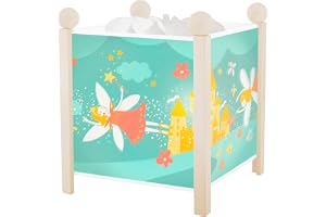 TROUSSELIER - Princesses Fées - Veilleuse - Lanterne Magique - Idéal Cadeau Enfant - Dessin animé - Lumière rassurante - Couleur Bois Blanc - Ampoule 12V 10W inclue - Prise Elec. EU
