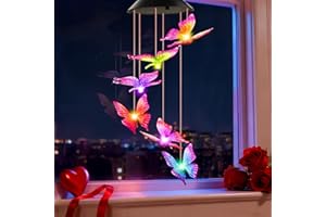 Gardening Gifts for Women, Mum Birthday for Her Grandma Nanny, Winzwon Butterfly Wind Chimes Solar Lights Outdoor Decor for Garden Yard Porch Valentines day