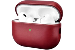 ICARER FAMILY ICARERFAMILY Skórzane etui do AirPods Pro 2 2022, wysokiej jakości, prawdziwa skóra, odporne na wstrząsy, etui ochronne do słuchawek Apple AirPods Pro 2 (widoczne LED), obsługa bezprzewodowej