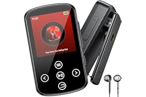 OGVDOE 128Go Lecteur MP3 Bluetooth, Mini Lecteur de Musique Bluetooth de Sport Portable avec Clip, Lecteur MP3 HiFi Baladeur Sport de Bouton Tactile, Idéal pour Le Sport et Le Fitness, Noir (A08)