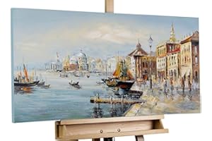 KunstLoft Leinwandbild | 100% HANDGEMALT | 100x50cm | Gemälde 'Mein Traum von Venedig' | Italien | Blau | Wandbild Wohnzimmer