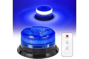 ‎DINFU Dinfu Blaulicht Akku mit Fernsteuerung, 12V Rundumleuchte blau batterie led blinklicht magnet blau auto 9 Modes Warnlicht mit Kfz-Ladekabel und USB-Kabel für Auto KFZ LKW Traktor SUV j-eep