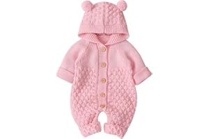 Haokaini Mono de mameluco de punto con capucha de oreja de bebé recién nacido Mono para niños niñas