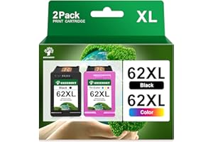 GREENSKY 62XL Kompatibel Ersatz für HP 62 Druckerpatronen 62 XL 62XL schwarz und Farbe Patronen für HP OfficeJet 250 200 5740 5742 Envy 5540 5548 7640 5640 5646 (1 Schwarz, 1 Farbe)