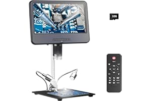Koolertron Microscopio Digital 10.1 Pollici HD 1080P,IPS Microscopio Bambini 10-1200X, Microscopio Electronico con 32G TF Carta,8 Luci LED Microscopio Portatile