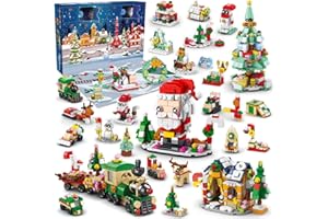 ‎HOGOKIDS Weihnachts-Adventskalender-Bausatz – Countdown-Spielset 2024, 24 Sammelüberraschungen für Kinder, Weihnachtsspielzeug inklusive Weihnachtsmann Weihnachtsbaum Eisenbahn, Junge Mädchen 6–12 (1122 Teile)