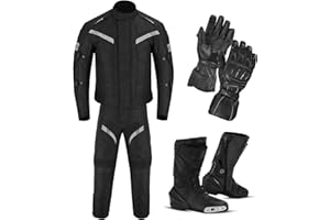 REXTEK Mens Motorbike Suit Cordura With Motorcycle GLoves and Boots Waterproof Winter Biker Motorcycle Jackets - Full Body Armoured Protective CE Certified Racing Suit