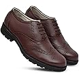 Safety Shoes : Leather Formal Brogue Shoes with Steel Toe, Memory Foam Footpad & Anti Skid, Heavy Duty Rubber Sole.