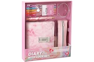 JIALILI seitiges verschlossenes Tagebuch mit Stift, Tagebuch-Set für junge Mädchen, Geburtstagsgeschenk-Ideen für Mädchen im Alter von 8-12 Jahren (Pink-Violett Aquarell)