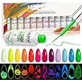 RARJSM Nail Art Gel Set, Glow In The Dark Gel Liner Nail Art Polish Luminous Gel Design Nail Polish Neon Fluorescent Drawing Painting Nail Art Polish