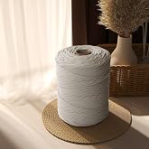 Macrame Yarn, 3 mm x 500 m, Cotton Cord, Bohemian Decoration, 100% Cotton, Natural Cotton Thread for Crafts, Macrame, Tapestr