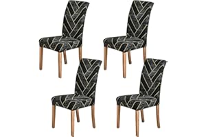 HZDHCLH Chair Covers Set of 4/6 Stretch Modern Chair Slipcovers for Dining Room Kitchen Wedding Party Washable Chair Protector(4pcs,Gold grid)