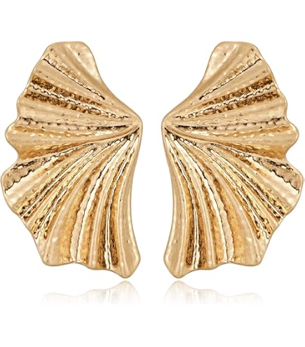 Orecchini Dorati Donna, Semplice Moda Petali Irregolari Gancio,Orecchini Asimmetrici Alla Moda Placcati Oro, A Fiore Opaco retrò,Gioielleria Regalo per Mamma Moglie Figlia