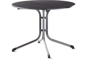 SIEGER Boulevard-Klapptisch mit vivodur-Dekorplatte, Ø 100 cm, eisengrau, Schieferdekor anthrazit