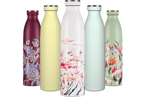 B2DO Bouteille d'eau Isotherme 750ml Cerise blanche | Gourde métallique réutilisable en acier inoxydable à double paroi sous vide | Gourde isotherme de sport anti-fuite | Idée cadeau femmes et hommes