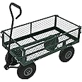 Oypla Heavy Duty Metal Gardening Trolley - Green Trailer Cart
