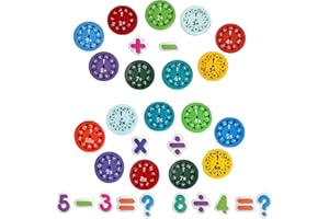 Ajuanbazha 18 Pièces Math Fidget Spinners, Sensoriels Fidgetspinner, Addition, Soustraction, Multiplication et Division Jouet Déducation Mathématiques pour Enfant, Adulte (18Pcs)