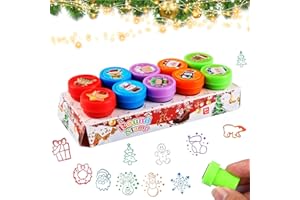 DONGSZQ Tampons Enfants, 10 Pièces tampon de noel enfant, Auto Encreur Noël pour Les Enfants,tampon encreur enfant noel,Parfait pour Les Remplisseurs de Sacs de Fête Faveurs,Objets d'Artisanat