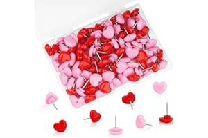 GALAMAX 100pcs Push Pins Decorative Pink Drawing Pins,Heart Shaped Cute Thumb Push Pins for Bulletin Board,Decorative Cork Board Pins for Home School Office Poster Map Memo (Pink)
