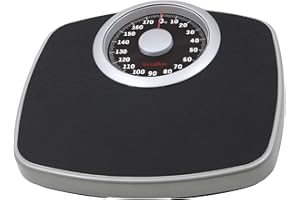 TERRAILLON - NEO T - Pèse personne mécanique, Large plateau métal avec revêtement anti-dérapant, Grand cadran haute lisibilité, Balance robuste, Capacité 180 kg, Graduation 1 kg, Noir et Argent