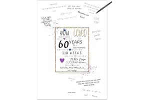 THE PARTY POST 60th Birthday Party Guest Book Poster - Table Centerpiece Decoration Banner for Women or Men Turning 60 years old - Sweet Guest Book Alternative - Size A3 Art Anniversary Keepsake Sign for Wishes