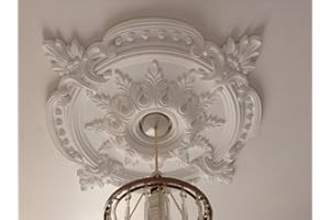 BARGAINWORLDUK 72cm Large Ceiling Rose Medallion Beautiful Ornate White Home Decor Victorian 72cm CR7