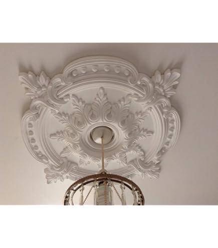 Large Victorian Ceiling Rose Medallion - 72cm, Gold & White, Polycarbonate, Traditional Plaster Look