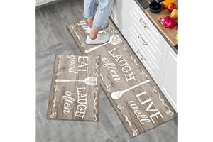 LY4U 2 Pieces Non Slip Kitchen Rug Set, Water Absorbent Floor Mats, Kitchen Carpets and Rugs for Home Dining Room and Entryway,50x80cm + 50x150cm
