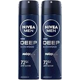 NIVEA MEN Erkek Sprey Deodorant Deep Dimension Darkwood 150ml, 72 Saat Anti-Perspirant Koruma, Mask&uuml;len Koku (2 paketi)