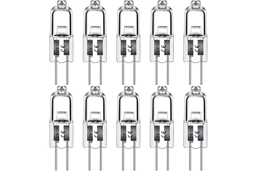 Levidon G4 Halogen Light Bulbs 20W 12V Clear Capsule 2 Pin Lamp Bulb Halogen Pin Base Warm White Dimmable 10 Pack