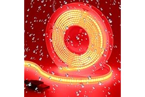 GOMING Tira LED COB USB 5V Rojo 620nm IP65 Impermeable 2M 320LED/M Luces LED para DIY Gabinete Armario y Más