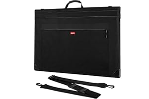 Nicpro Sac de Portefeuille d'artiste, 61 x 91,4 cm, Sac Toile Noire avec Bandoulière Amovible, Coins en Cuir, Art Portfolio Case pour Stockage Photographie, Affiche, Esquisse et Dessin
