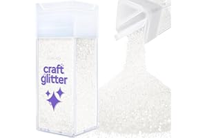 Hemway Premium Craft Glitter Shaker - White Iridescent | 130g Fine Metallic Flake Sequins for Resin & Epoxy Crafts | Halloween Craft Supplies for Face, Eye & Nail Art, Mask Decorating