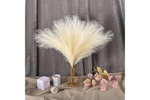 GEFIRE 30 pezzi di erba di pampa gialla, erba di pampa, erba di pampa secca, piccola decorazione fiori secchi, erba di pampa artificiale, decorazione in stile bohémien per matrimonio, soggiorno