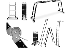 DRABEST - Escalera Articulada 4x3 Plegable de Aluminio y Acero - Carga Máxima 125 kg - Polivalente y Extensible - Tamaño: 0,32x0,98x0,25 m