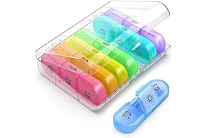 AetherPeak bärbar pillerask varje vecka | 7 dagars 3 X/dag fuktsäker pillerorganisatör. Stor förvaring för medicinering, vita