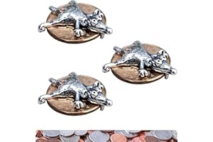 PELINUAR Talismán de ratón | Protege tu riqueza, amuleto de dinero, rata de ratón en moneda, talismán de abundancia de riqueza, amuleto de atraer dinero para cartera, figura coleccionable Knick Knacks joyería