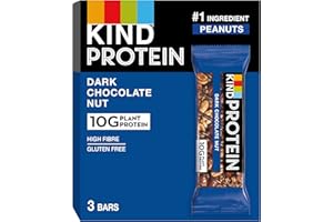 KIND Protein Bars, Gluten Free Snack Bars, Dark Chocolate Nut, High Fibre, Healthy Snack, Source of Protein, No Artificial Colours, Flavours or Preservatives, Multipack 3 x 42g