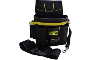Copechilla bolsa herramientas negro con cinturón cómodo ensanchamiento ajustable con Hebilla de cinta métrica y correa de gancho,Fuerte y resistente al desgaste, Material nailon grueso doble capa