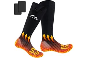 WUEAOA Chaussettes Chauffantes, Chaussette Chauffante Homme Femme,5000mAh Chaussettes Thermiques à Batterie pour Hommes & Femmes, Lavables en Machine, Parfaites pour Chasse, Ski (Taille Unique)