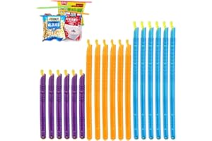 HALF FOREST Cierre de Bolsa de Bocadillos Clip de Sellado de Paquete de Plástico 18 Varillas de Plástico para Sellador de Bolsas Duraderas, A Prueba de Humedad, para Almacenar Alimentos, Refrigerios, Avena