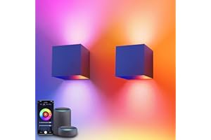 SNADER Smart WiFi LED Wandlampe Innen/Außen,6W-RGB Farbwechsel,steuerbar per App/Sprachsteuerung,einstellbarer Abstrahlwinkel-Wandleuchte Perfekt für Innen-und Außenbereiche Wohnzimmer,Garten (2)