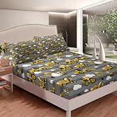 kids sheet set excavator cartoon yellow truck crane bedding set digger mixer cute kids heavy machinery bedding bedding bed tr