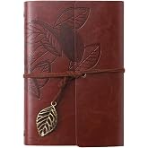 Coverzone Vintage Yaprak Motifli PU Deri Defter &ndash; 80 Sayfa &Ccedil;izgisiz G&uuml;nl&uuml;k, 14.5x10.5 cm, Yaprak Şeklinde Metal Kapatmalı Ret