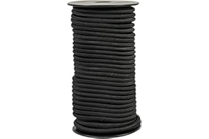 DHAIQC Corde Elastique Tendeur Élastique Noir 5mm 30m, Sandow Elastique pour Tendeur Bache, Bagages, Camping, Kayak, Lacets De Chaussures, Projets De Bricolage (Noir, 5MM X 30M)