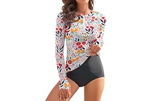 WOWENY Women Rash Guard Swimsuit Long Sleeve Sun Protection Clothing Swim Shirt Bathing Shirt Active Surf Rashguard Tops Hiking Surfing Fishing,