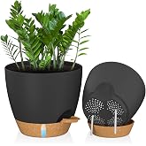 ZMTECH Juego de 2 maceteros grandes de 30 cm con platillo, macetas auto-regables de pl&aacute;stico, maceteros con indicador de nive