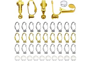 TOAOB THE ONE AND ONLY BABY TOAOB 24 Pezzi Orecchini Clip non Forati Convertitore Rame 20mm Argento Oro Acciaio Tono 3 Colori e Orecchini Pad Clip in Silicone per Creazione Gioielli Fai da Te