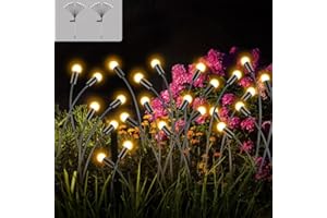 Gobesty Firefly solarne lampki ogrodowe, 2 sztuki, 10 diod LED, świecące żarniki LED, wodoszczelne oświetlenie ścieżek Firefly Solar Pathway Lights do chodników, podwórza, tarasu, jako dekoracja